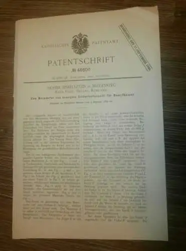 original Patent -  Mosiek Finkelstein in Mizdzyrzec / Meseritz b. Radin /  Polen , 5.02.1889 , Dampfmaschine Międzyrzec