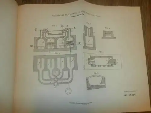 original Patent -  Alexander Piotrowsky in Sosnowice in Polen , 27.01.1899 , Siemens Martin-Ofen , Russland  !!!