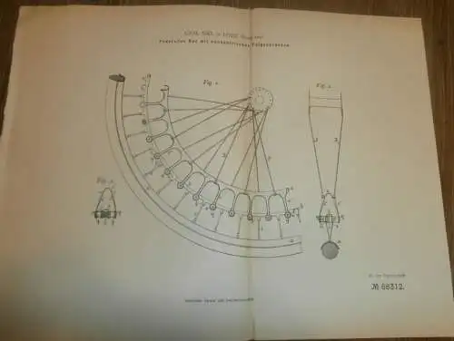 original Patent -  Carl Nikl in Lodz / Polen , 27.10.1892 , Fahrrad - Rad , Felgen , Russland !!!