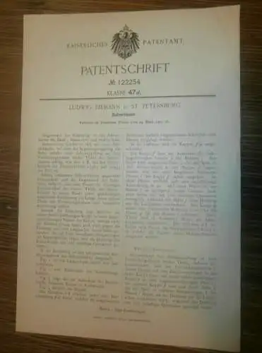 original Patent -  Ludwig Riemann in St. Petersburg / Russland , 24.03.1900 , Seilverbinder , Seil , Seilerei  !!