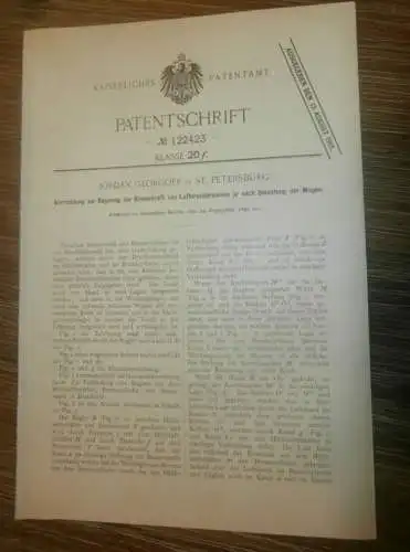 original Patent -  Jordan Georgoff in St. Petersburg / Russland , 29.09.1899 , Bremse für Wagen , Automobile  !!