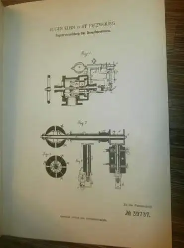 original Patent -  Eugen Klein in St. Petersburg / Russland , 13.10.1886 , Regulierung für Dampfmaschine !!