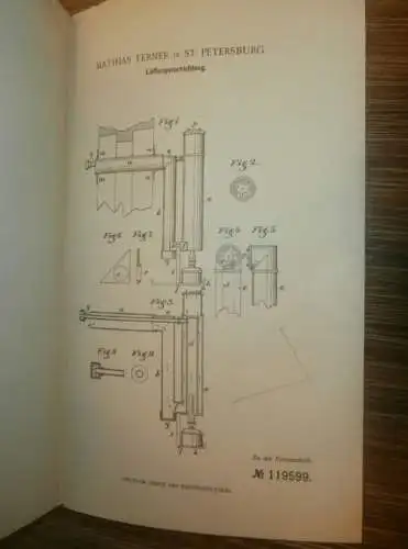 original Patent -  Mathias Terner in St. Petersburg / Russland , 8.05.1900 , Lüftungsapparat  !!