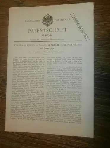 original Patent - Woldemar Spiegel in Firma Carl Spiegel in St. Petersburg / Russland , 30.03.1890 , Walzwerk , Walzen !