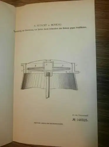 original Patent - N. Petroff in Moskau / Russland , 7.05.1902 , Apparat für Butter , Molke !!