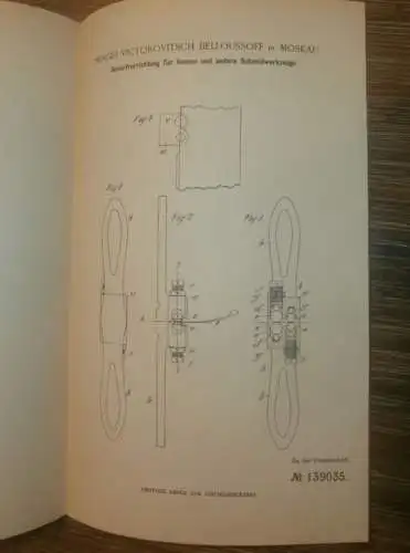 original Patent - Sergei Belloussoff in Moskau , 3.05.1902 , Schärfapparat für Sensen , Sense !!