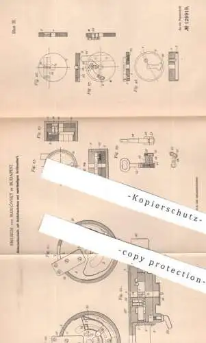 original Patent - Emerich von Marsóvsky , Budapest , Ungarn , 1899 , Sicherheitsschloss | Schloss , Türschloss , Riegel