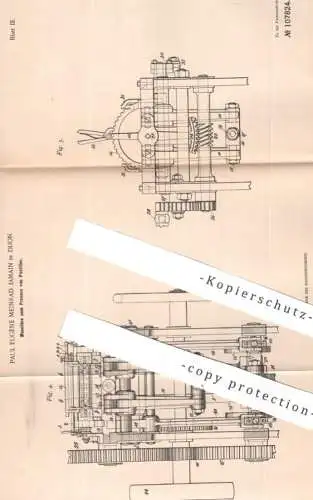 original Patent - Paul Eugène Meinrad Jamain , Dijon , Frankreich , 1897 , Pressen von Pastillen | Presse | Tabletten !