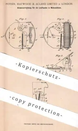 original Patent - Poyser, Haywood & Acland Ltd. London , England , 1900 , Bremse für Laufspule in Webschützen | Webstuhl