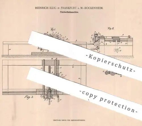 original Patent - Heinrich Illig , Frankfurt / Main / Bockenheim , 1899 , Flächenteilmaschine | Flächen teilen !