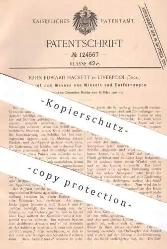 original Patent - John Edward Hackett , Liverpool , England , 1900 , Winkel u. Entfernung messen | Längenmesser , Lineal