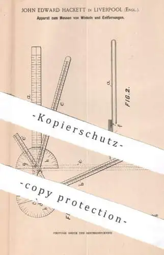 original Patent - John Edward Hackett , Liverpool , England , 1900 , Winkel u. Entfernung messen | Längenmesser , Lineal