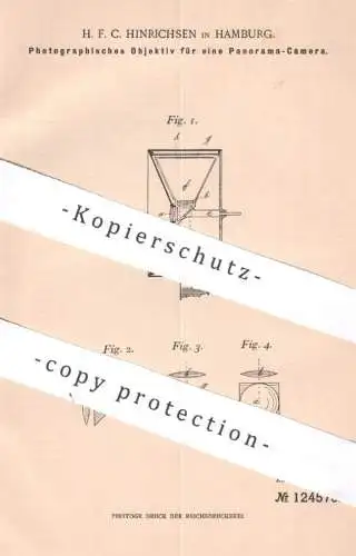 original Patent - H. F. C. Hinrichsen , Hamburg , 1900 , Photographisches Objektiv für eine Panorama - Camera | Kamera !