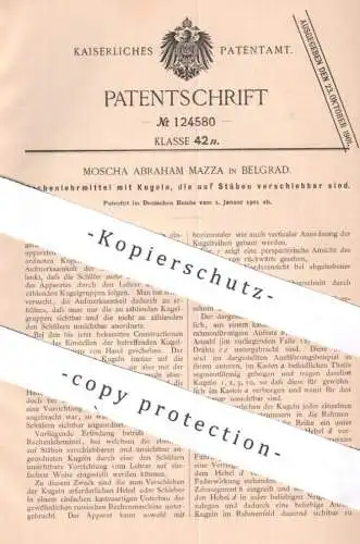 original Patent - Moscha Abraham Mazza , Belgrad , 1901 , Rechenlehrmittel m. Kugeln auf Stäben | Rechenschieber | Mathe