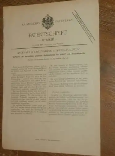 original Patent - Backhaus & Langensiepen in Leipzig Plagwitz , 15.10.1896 , Stahlmaterial zum Schleifen und Schneiden !