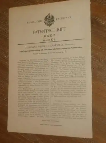 original Patent - Ferdinand Wegner in Kamenskoe / Kamjanske in Russland , 23.05.1901 , Apparat für Dampfmaschine !!