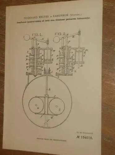 original Patent - Ferdinand Wegner in Kamenskoe / Kamjanske in Russland , 23.05.1901 , Apparat für Dampfmaschine !!