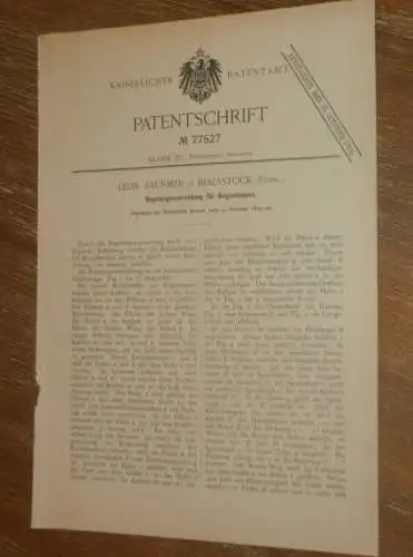 original Patent - Leon Zausmer in Bialystock / Polen , 5.10.1893 , Regelung für Bogenlampen , Lampen !!!