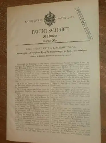 original Patent - Carl Goldstücker in Konstantinopel / Istanbul , 22.09.1900 , Tür für Eisenbahn , Waggon !!!