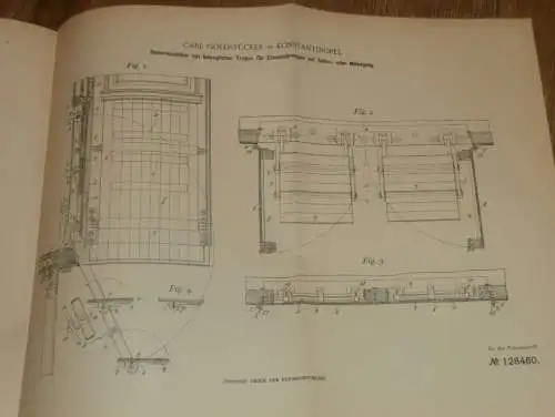 original Patent - Carl Goldstücker in Konstantinopel / Istanbul , 22.09.1900 , Tür für Eisenbahn , Waggon !!!