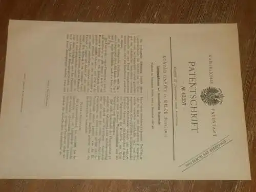 original Patent - Konrad Gamper in Sielce / Polen , 4.12.1887 , Lokomobile mit Feuerrohr , Lokomotive Russland !!!