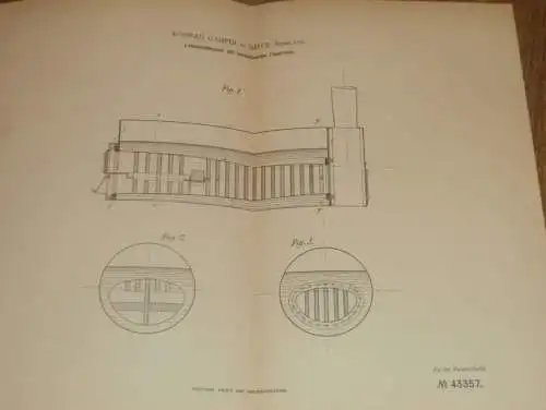 original Patent - Konrad Gamper in Sielce / Polen , 4.12.1887 , Lokomobile mit Feuerrohr , Lokomotive Russland !!!