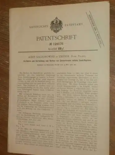 original Patent - Albin Kaczorowski in Zbiersk / Polen , 4.05.1901 , Zuckerbrot , Brot , Bäcker , Bäckerei !!!