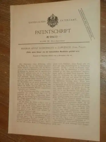 original Patent - Paul Göldner in Zawiercie i. Polen , 3.11.1897 , Pfeife , Musik !!!