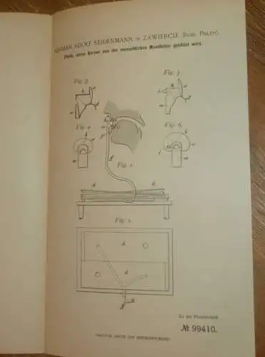 original Patent - Paul Göldner in Zawiercie i. Polen , 3.11.1897 , Pfeife , Musik !!!