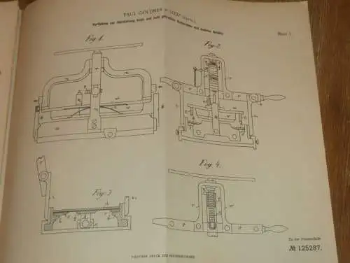 original Patent - Paul Göldner in Lodz i. Polen , 17.02.1900 , Herstellung von Buchstaben , Presse , Russland  !!!