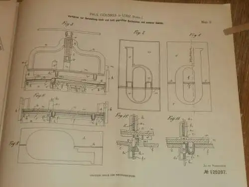 original Patent - Paul Göldner in Lodz i. Polen , 17.02.1900 , Herstellung von Buchstaben , Presse , Russland  !!!