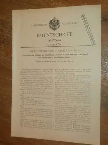 original Patent - Roman Szmelczynski in Slupno i. Polen , 31.07.1898 , Kartoffel-Maschine , Landwirtschaft Masowien !!