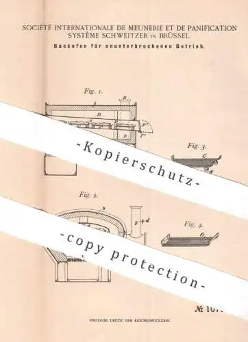 original Patent - Société Internationale de Meunerie et de Panification Système Schweitzer , Brüssel Belgien | Backofen