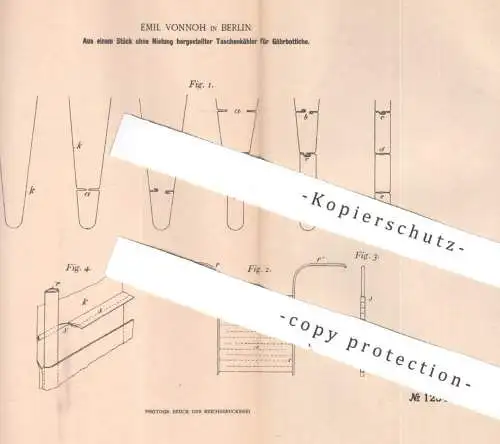 original Patent - Emil Vonnoh , Berlin | 1901 | Taschenkühler für Gährbottich | Bottich , Kühlung , Kühler | Brauerei