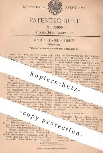 original Patent - Martin Künzel , Berlin | 1905 | Gliederkessel | Kessel , Dampfkessel , Wasserkessel | Heizung