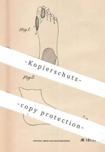 original Patent - Albert Königsmann , Berlin / Schöneberg | 1905 | Fuß - Ballen behandeln | Medizin , Bandage , Pflaster