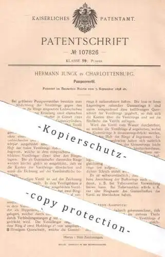 original Patent - Hermann Jungk , Berlin / Charlottenburg , 1898 , Pumpenventil | Pumpe , Pumpen , Ventil , Buffer , Hub