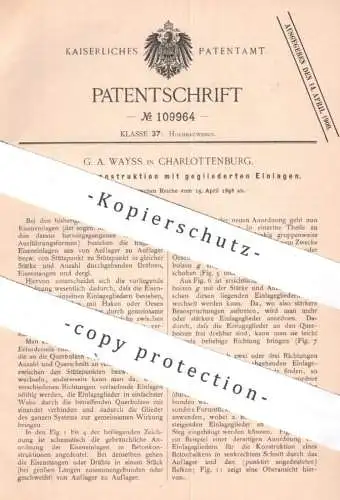 original Patent - G. A. Wayss , Berlin / Charlottenburg | 1898 | Eisenbetonkonstruktion | Stahl , Beton | Bewehrung !!