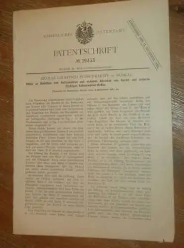 original Patent - Nicolas Pouschkareff in Moskau / Russland , 8.12.1883 , Lampe mit Benzin , Laterne  !!!