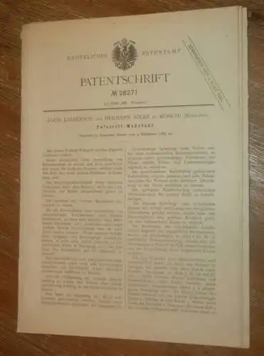 original Patent - Louis Laeserson und Hermann Wilke in Moskau / Russland , 9.09.1883 , Webstuhl , Weberei , Weber !!!