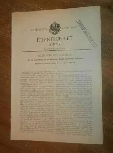 original Patent - Alexis Sokoloff in Moskau / Russland , 21.01.1897 , Manometer für Dampfmaschine !!!