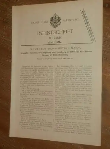 original Patent - Gregor Lwowitsch Sandberg in Moskau / Russland , 8.03.1901 , Buffer für Eisenbahn !!!