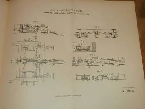 original Patent - Ernst Werner Drews in Moskau / Russland , 30.12.1898 , Kupplung für Eisenbahn !!