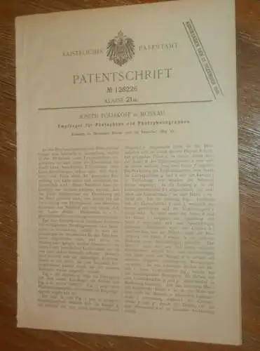original Patent - Joseph Poliakoff in Moskau / Russland , 22.12.1899 , Photophone , Telephon , Phonograph !!