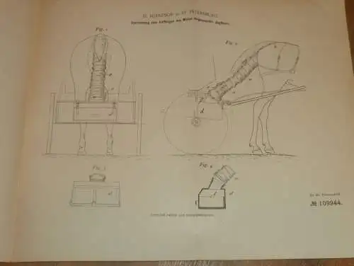 original Patent - H. Hirszson in St. Petersburg / Russland , 14.05.1899 , Apparat für Pferde , Mist , Landwirtschaft !!