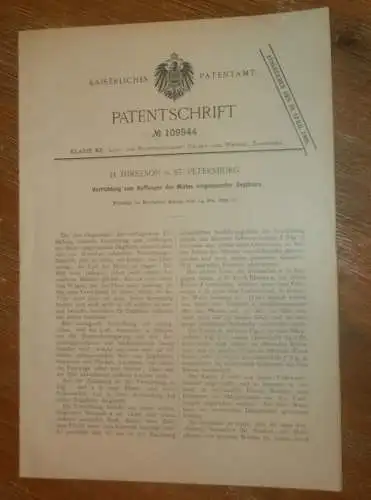 original Patent - H. Hirszson in St. Petersburg / Russland , 14.05.1899 , Apparat für Pferde , Mist , Landwirtschaft !!