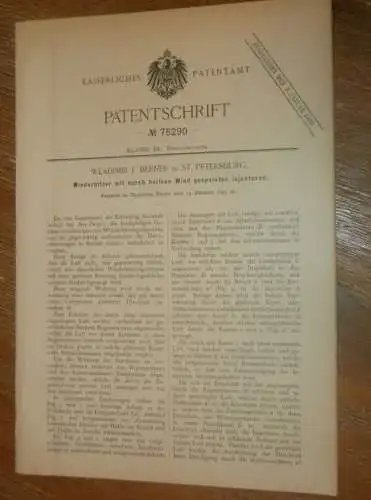 original Patent - Wladimir F. Berner in St. Petersburg / Russland , 14.10.1893 , Winderhitzer , Gebläse !!