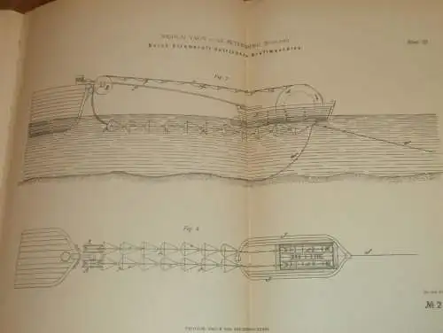 original Patent - Nicolai Yagn in St. Petersburg / Russland , 7.06.1882 , Kraftmaschine , Boot , Motor !!