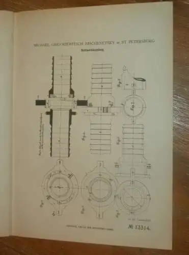 original Patent - Michael Grigoriewitsch in St. Petersburg / Russland , 5.09.1880 , Schlauchkupplung !!