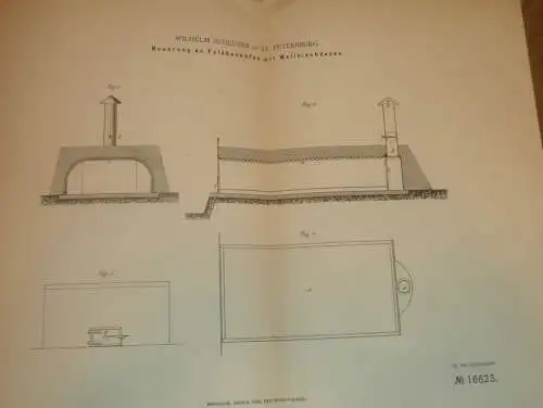 original Patent - Wilhelm Schlüter in St. Petersburg / Russland , 29.06.1881 , Feld-Backofen , Bäckerei , Armee !!!